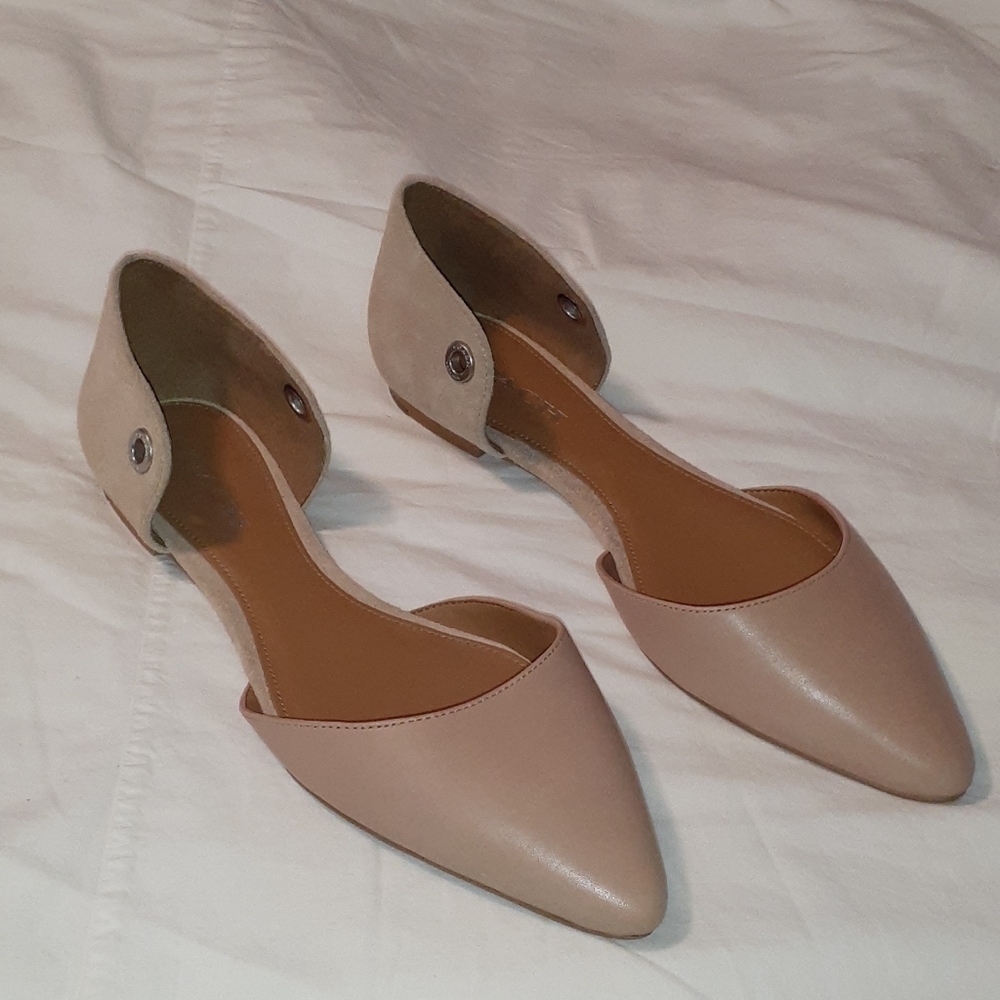 NWOT Tan Leather & Suede Coach Roy Flat Shoes 9½ B